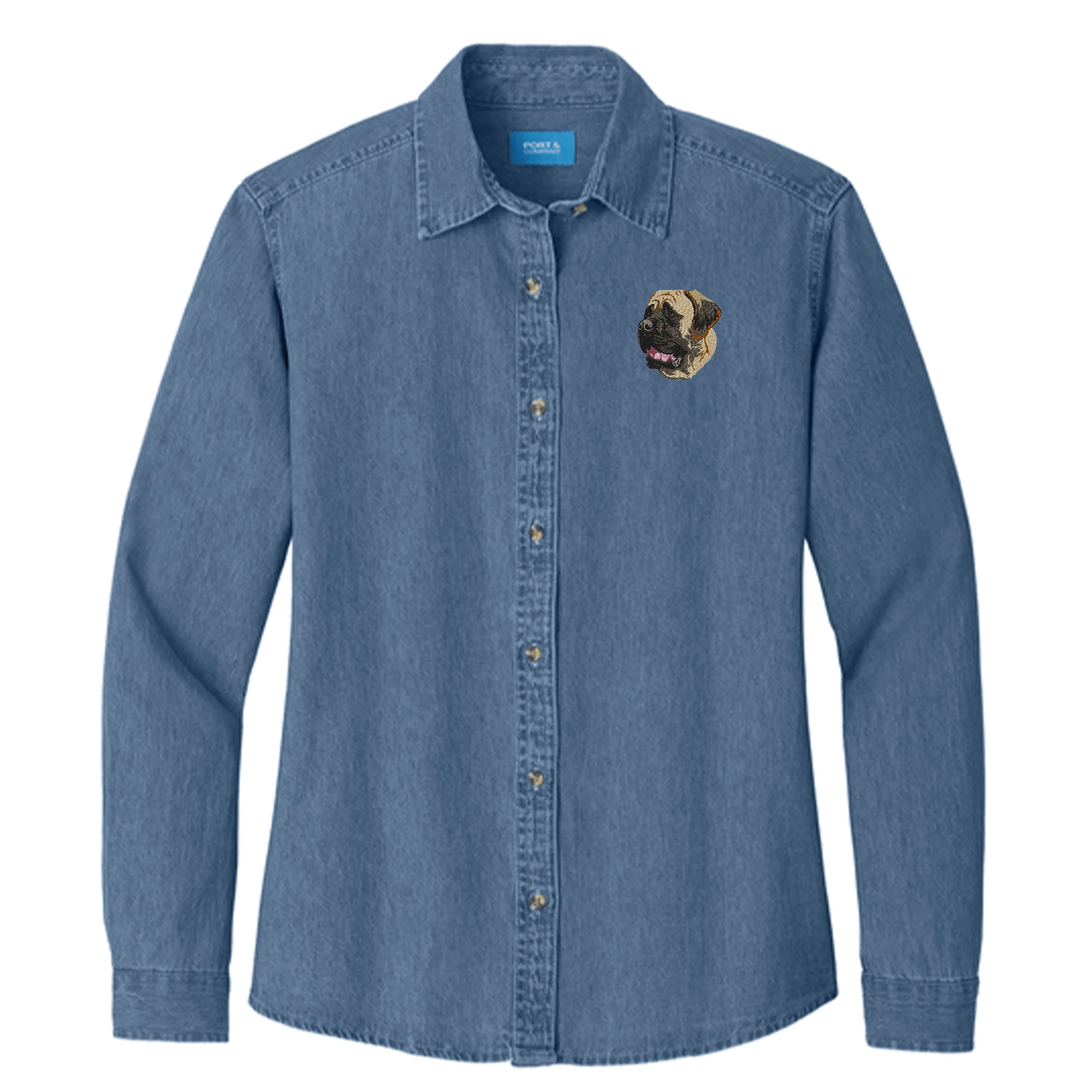 Mastiff Embroidered Women's Denim Shirt - Image 7