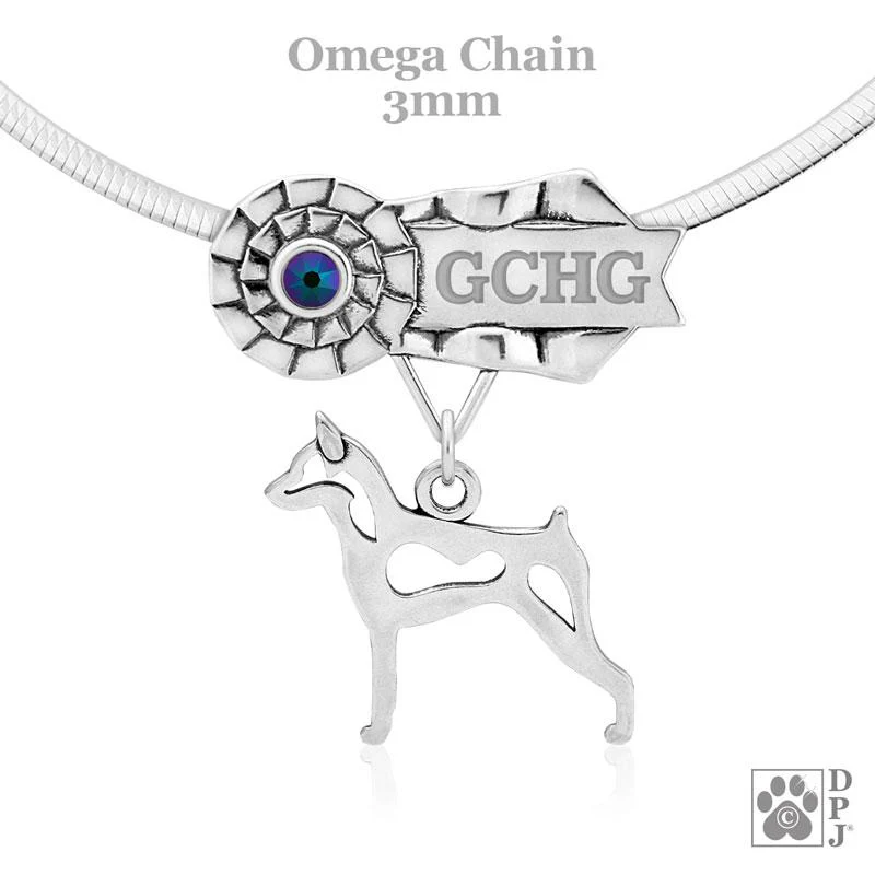 Miniature Pinscher, Body, Engravable Ribbon Charm Holder