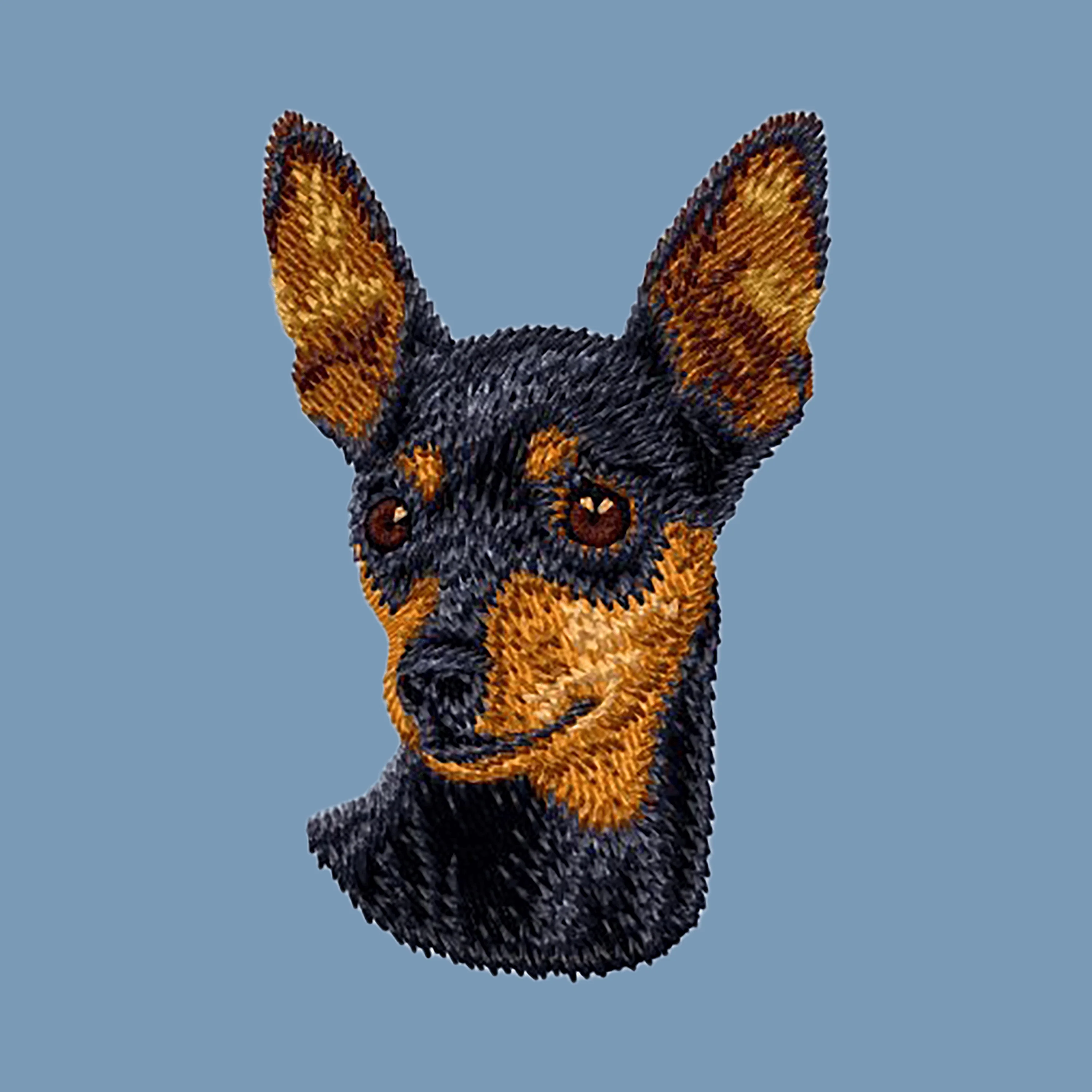 Miniature Pinscher Embroidered Men's Denim Shirt - Image 2