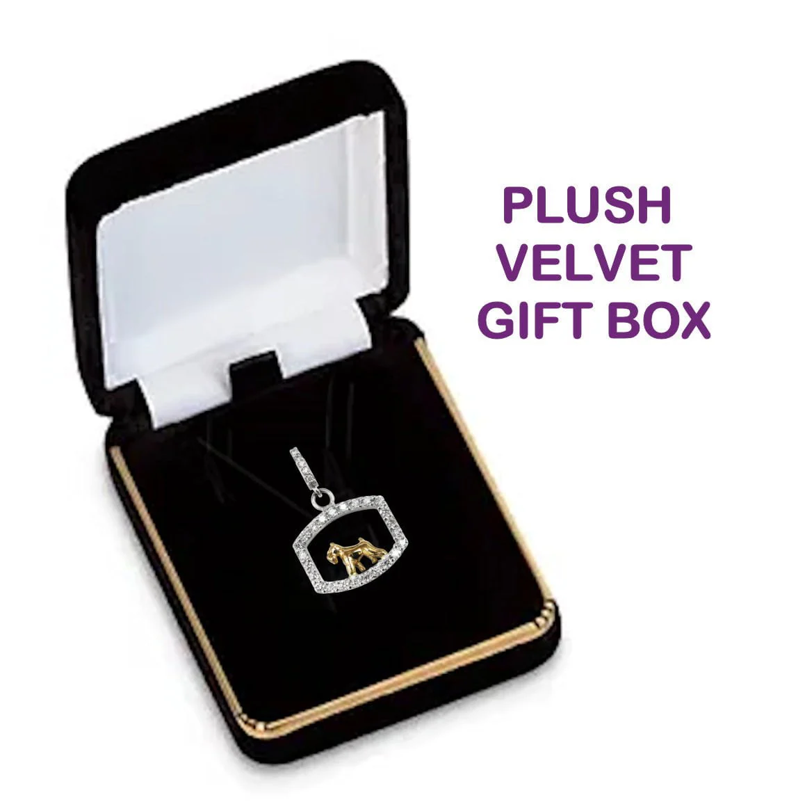 Miniature Schnauzer 14K Gold in Exquisite Tiny Genuine Diamond Frame Pendant - Image 3
