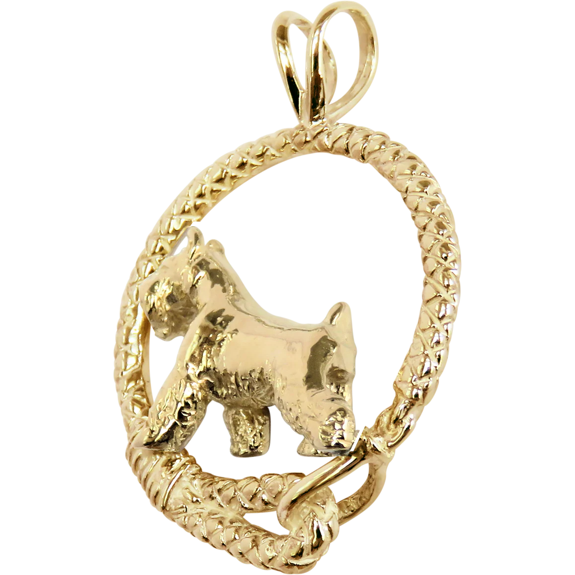 Solid 14K Gold Miniature Schnauzer Leash Pendant - Image 3