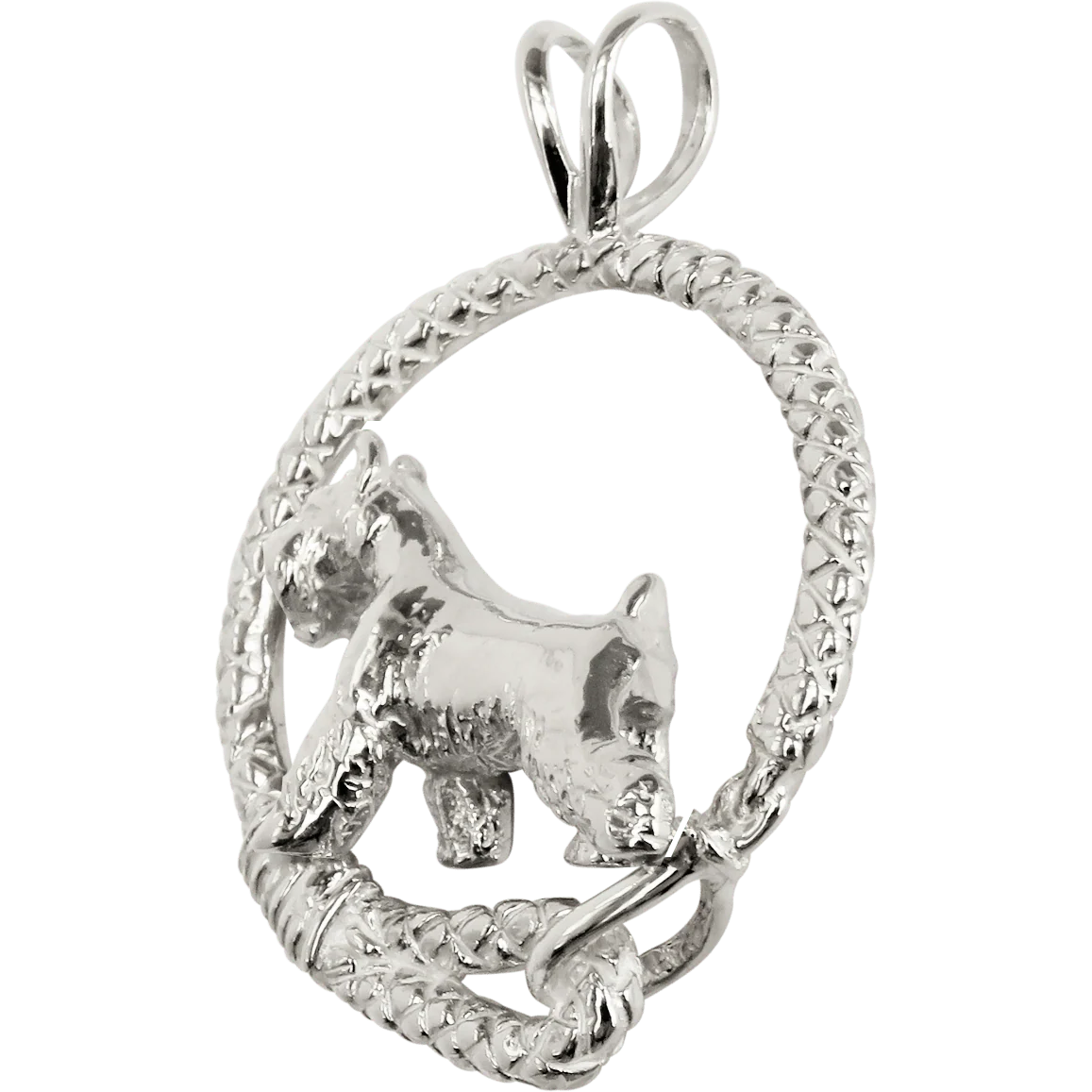 Miniature Schnauzer in Solid Sterling Silver Leash Pendant - Image 3