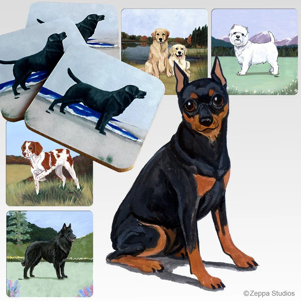 Miniature Pinscher Scenic Square Coaster