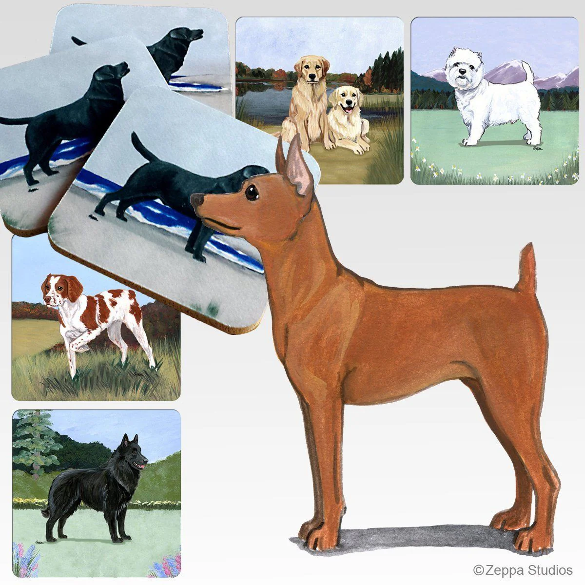 Miniature Pinscher Scenic Square Coaster - Image 2