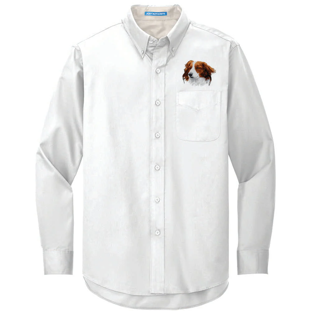 Nederlandse Kooikerhondje Embroidered Long Sleeve Button Up Shirt - Image 2
