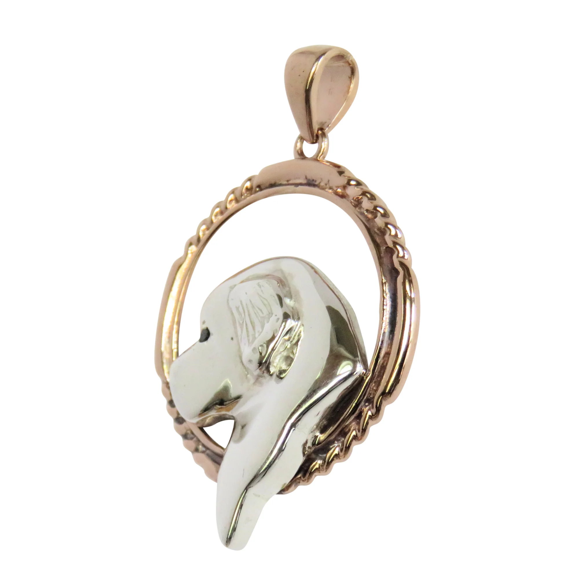 Newfoundland in 14K Gold with Sterling Silver Braided Circle Pendant - Image 2
