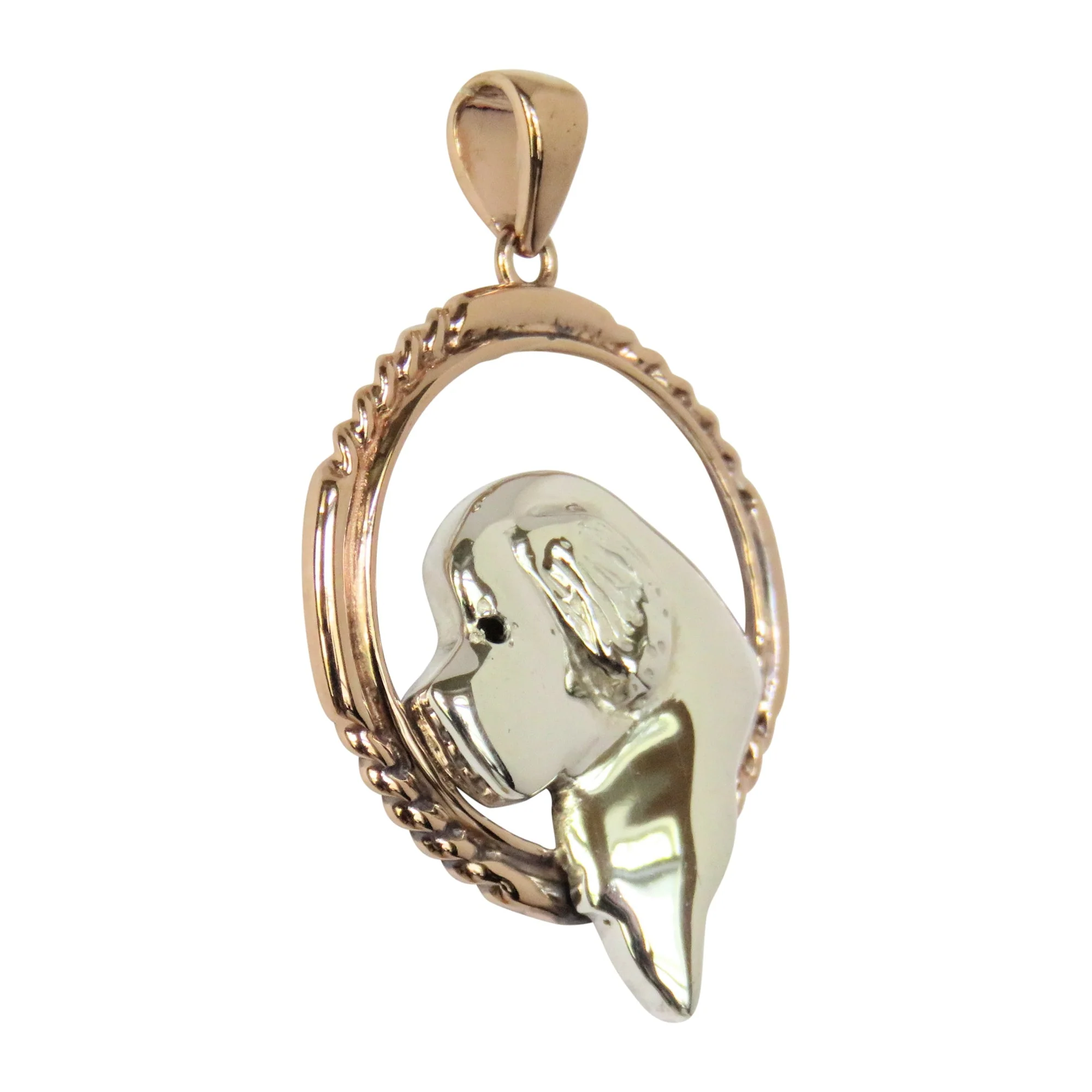 Newfoundland in 14K Gold with Sterling Silver Braided Circle Pendant - Image 3