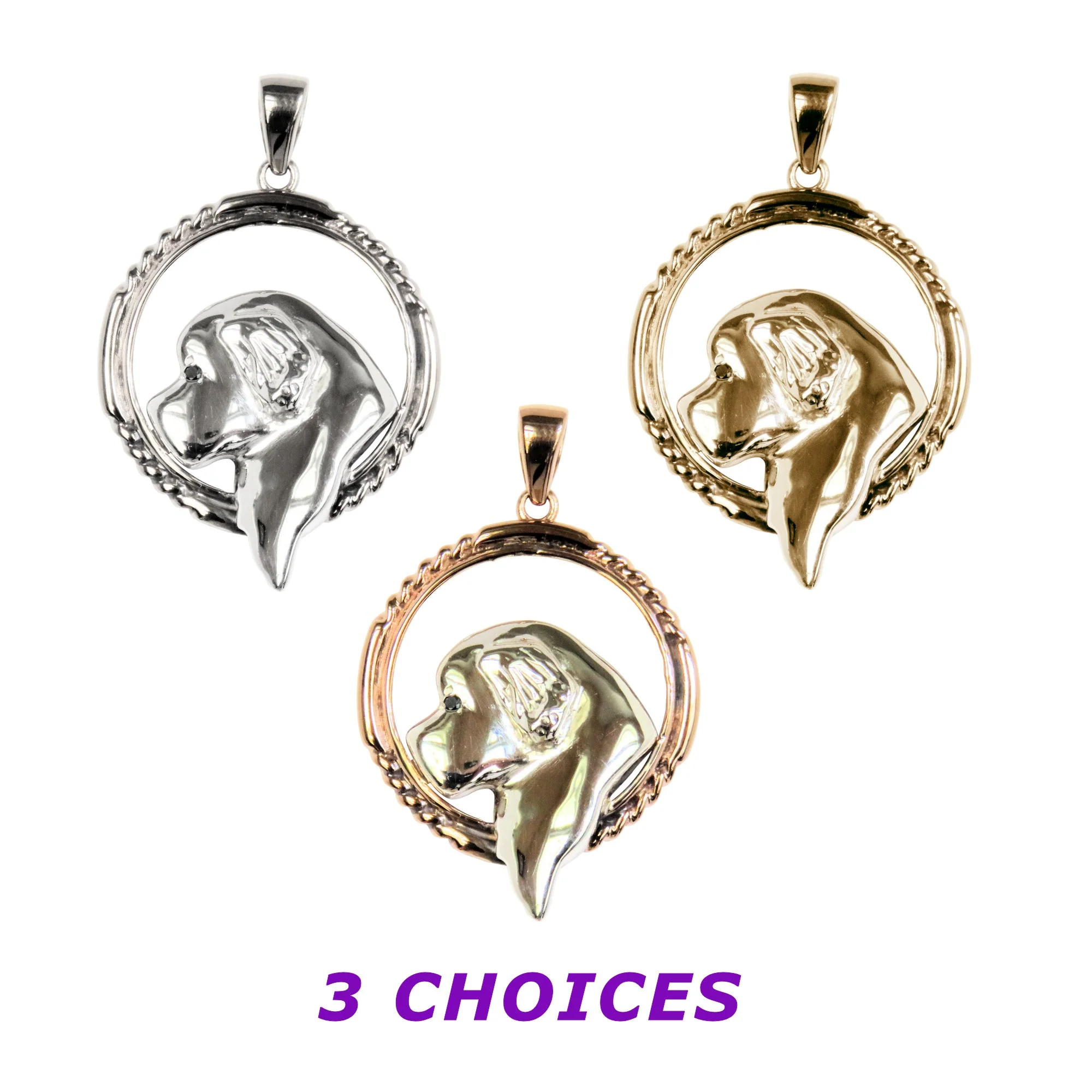 Newfoundland in 14K Gold with Sterling Silver Braided Circle Pendant - Image 4