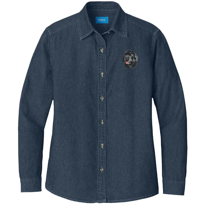 Newfoundland Embroidered Women's Denim Shirt - Image 11