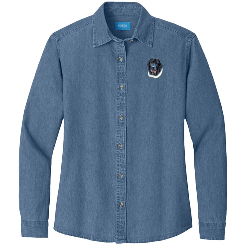 Newfoundland Embroidered Women's Denim Shirt - Image 7