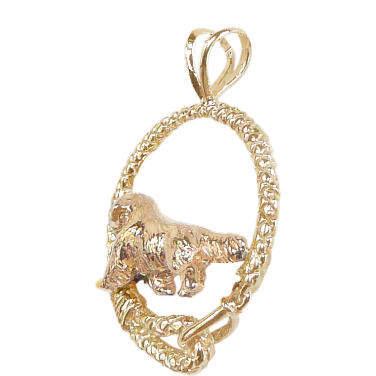 Solid 14K Gold Newfoundland Leash Pendant - Image 3