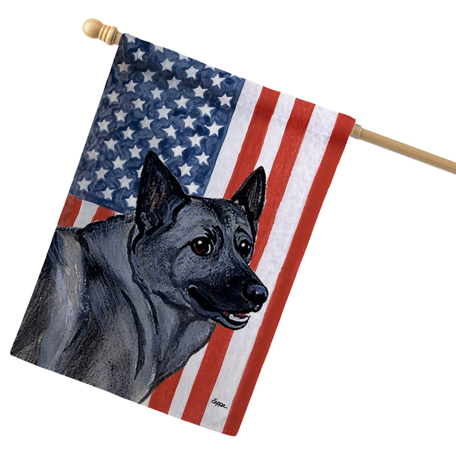 Norwegian Elkhound Americana House Flag