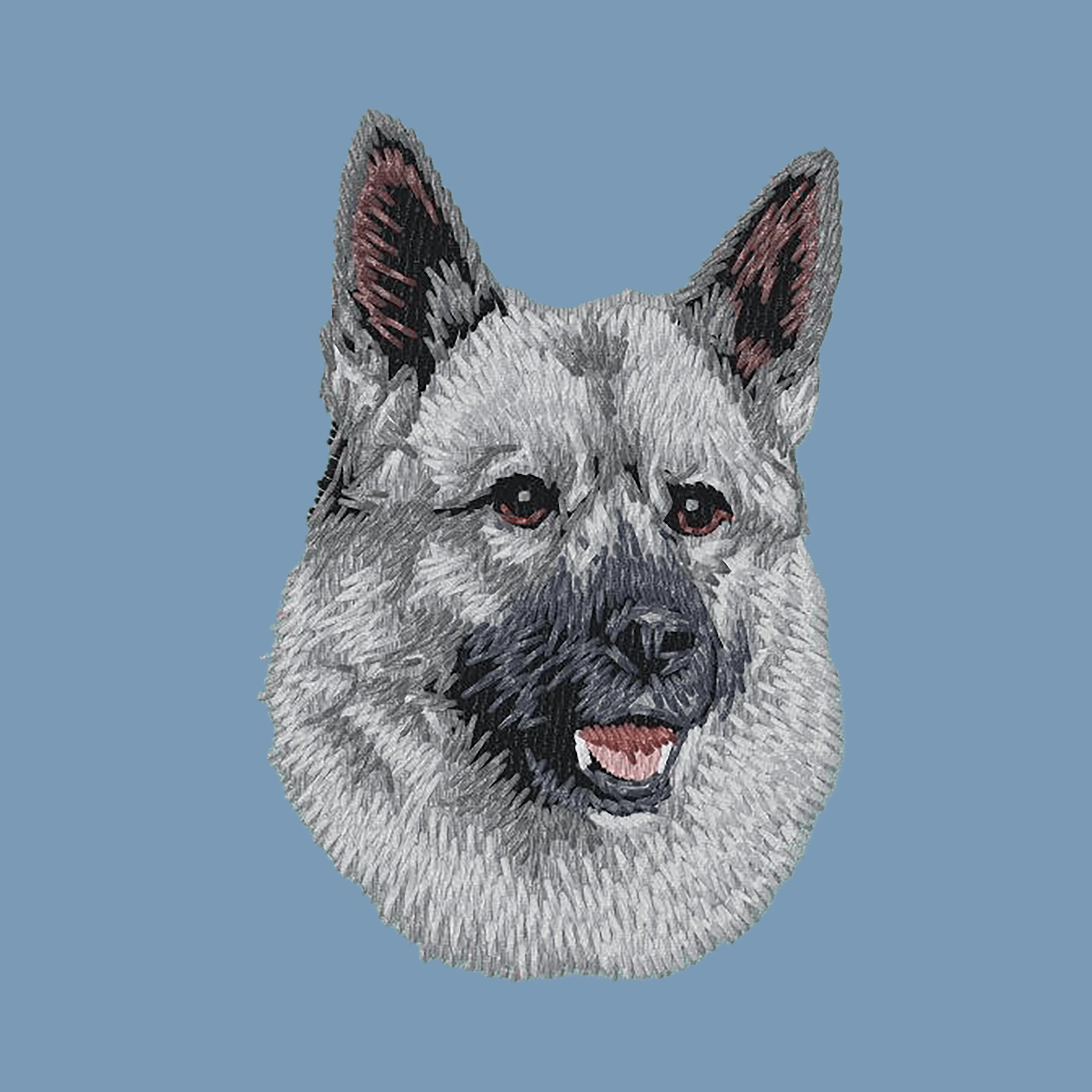 Norwegian Elkhound Embroidered Men's Denim Shirt - Image 2