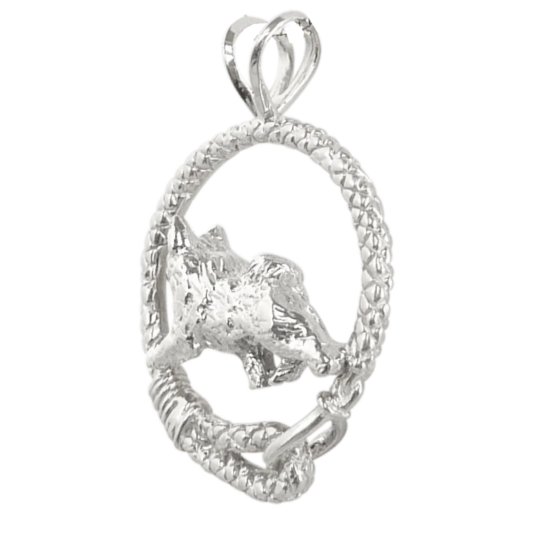 Norwegian Elkhound in Solid Sterling Silver Leash Pendant - Image 3