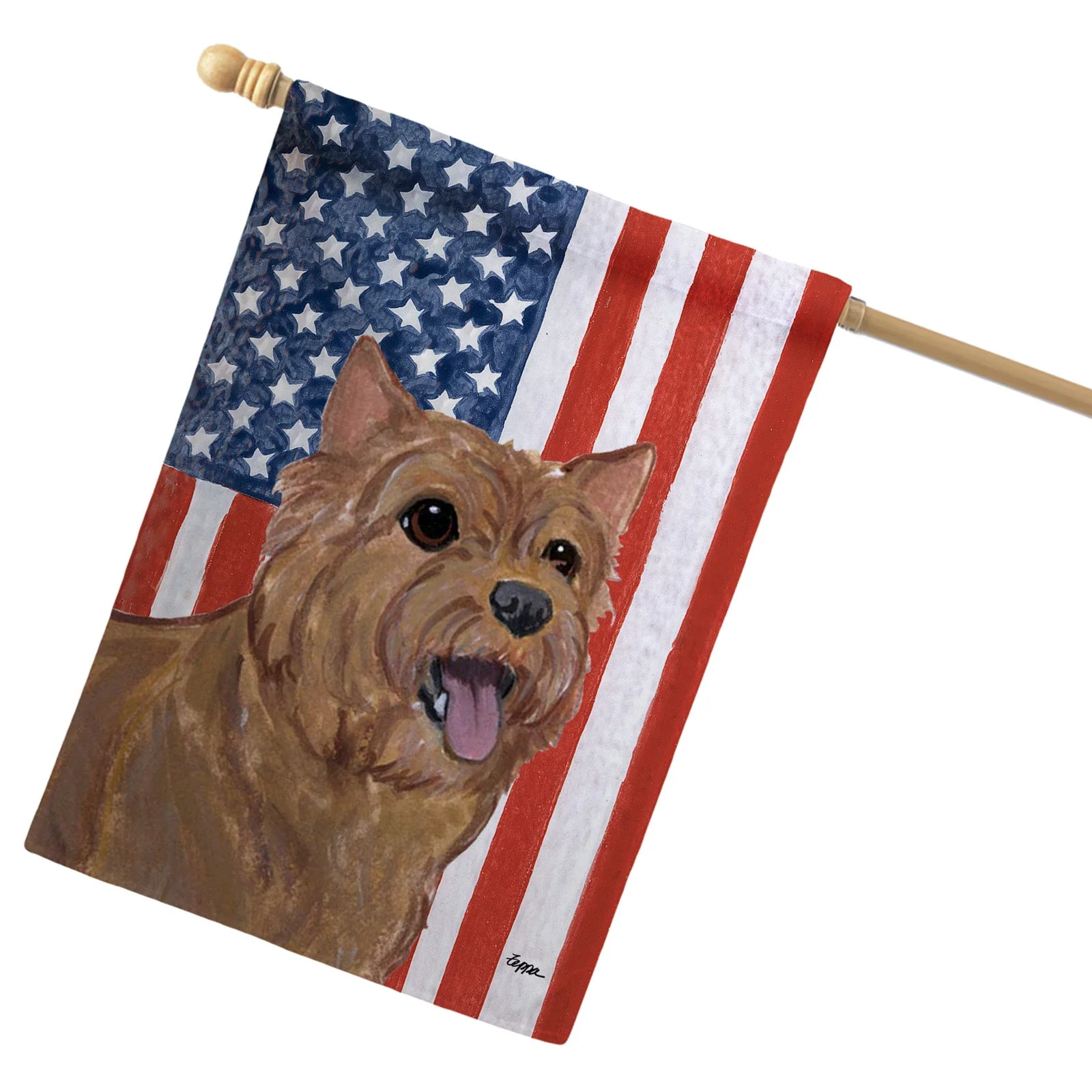 Norwich Terrier Americana House Flag - Image 2