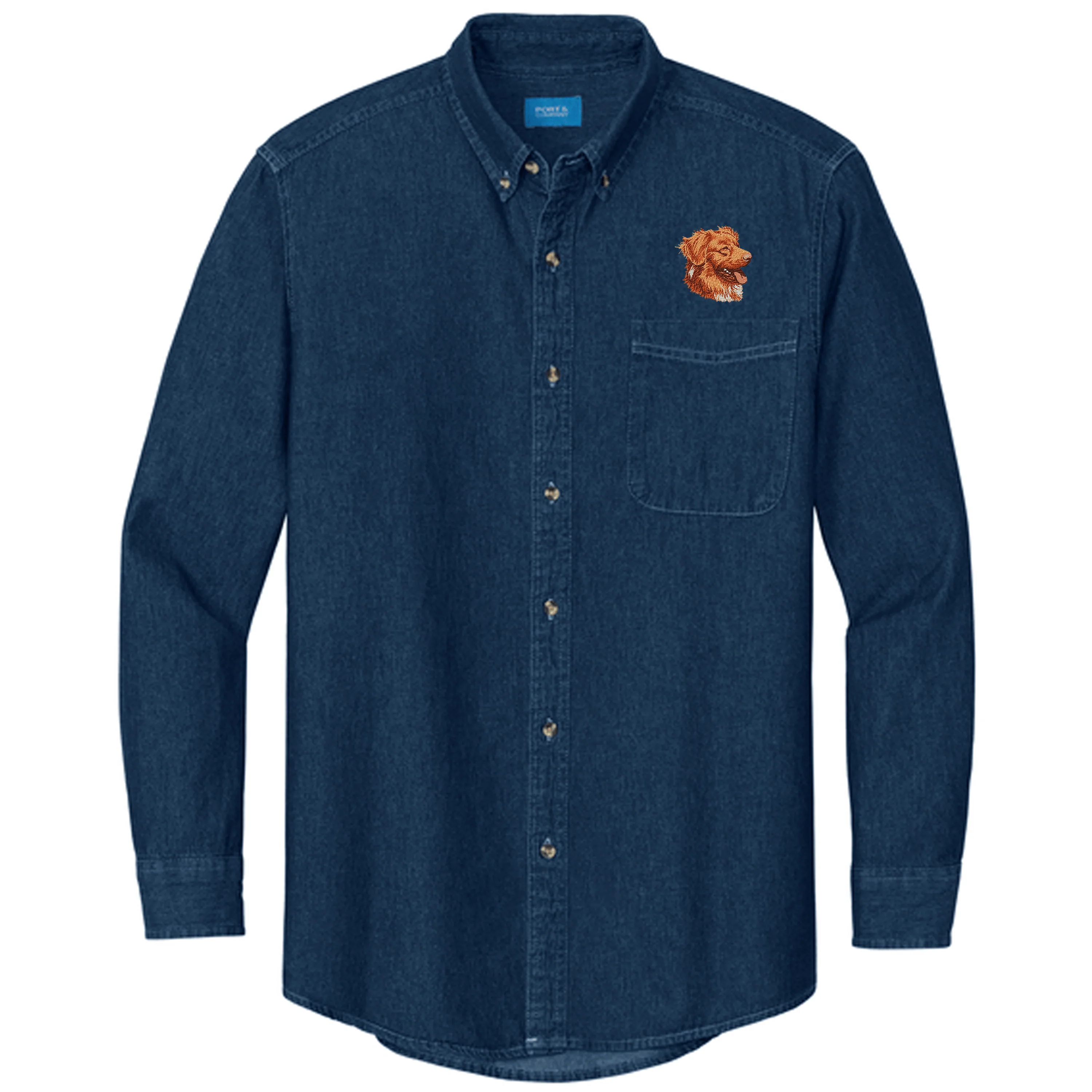 Nova Scotia Duck Tolling Retriever Embroidered Men's Denim Shirt - Image 3