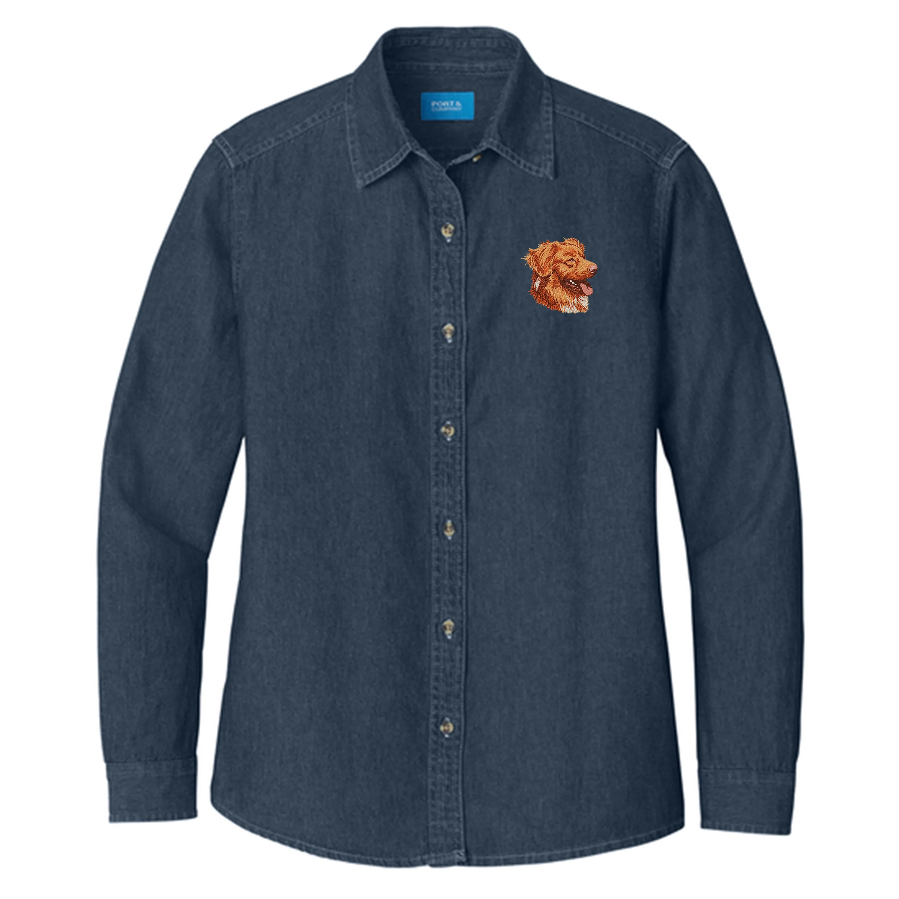 Nova Scotia Duck Tolling Retriever Embroidered Women's Denim Shirt - Image 3