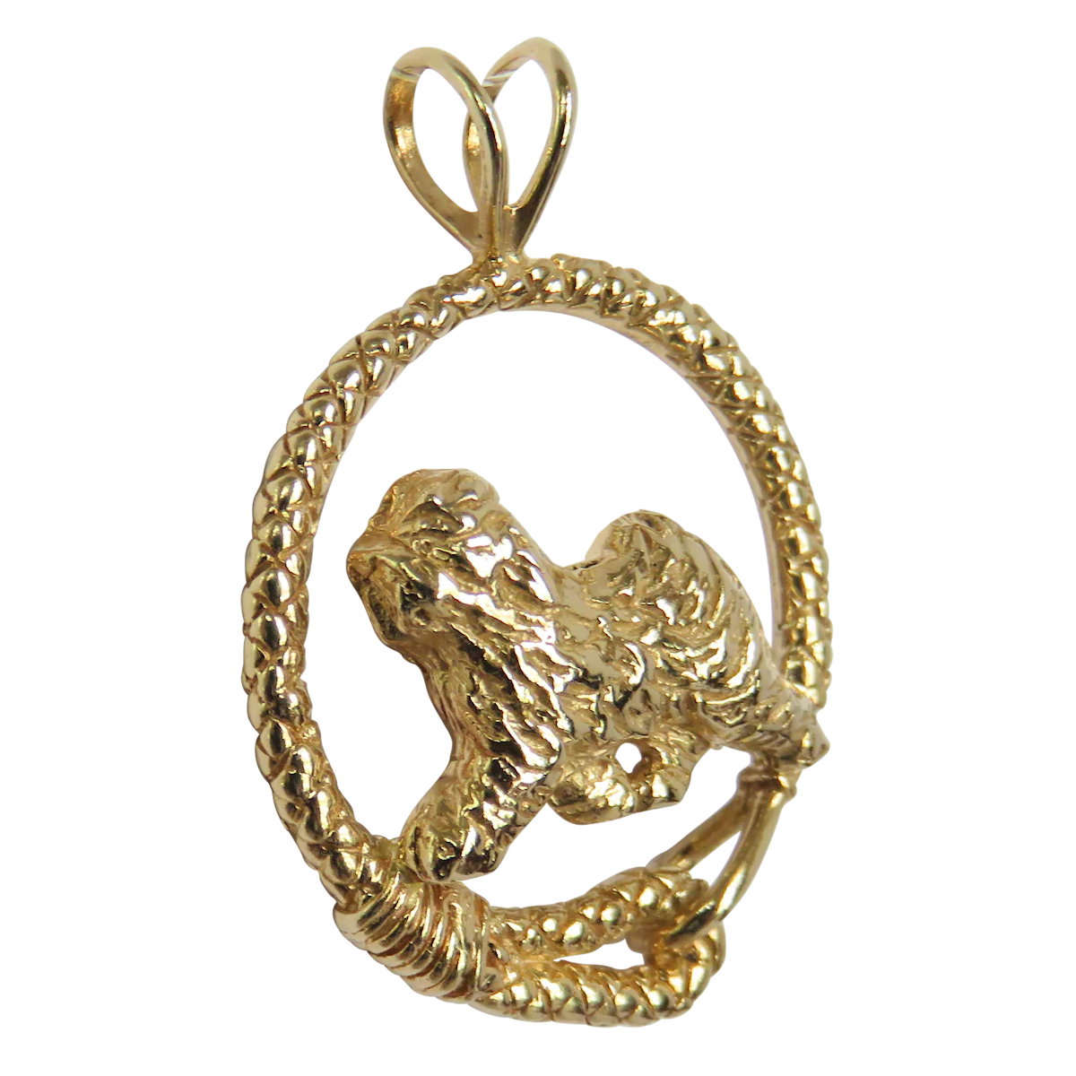 Solid 14K Gold Old English Sheepdog Leash Pendant - Image 2
