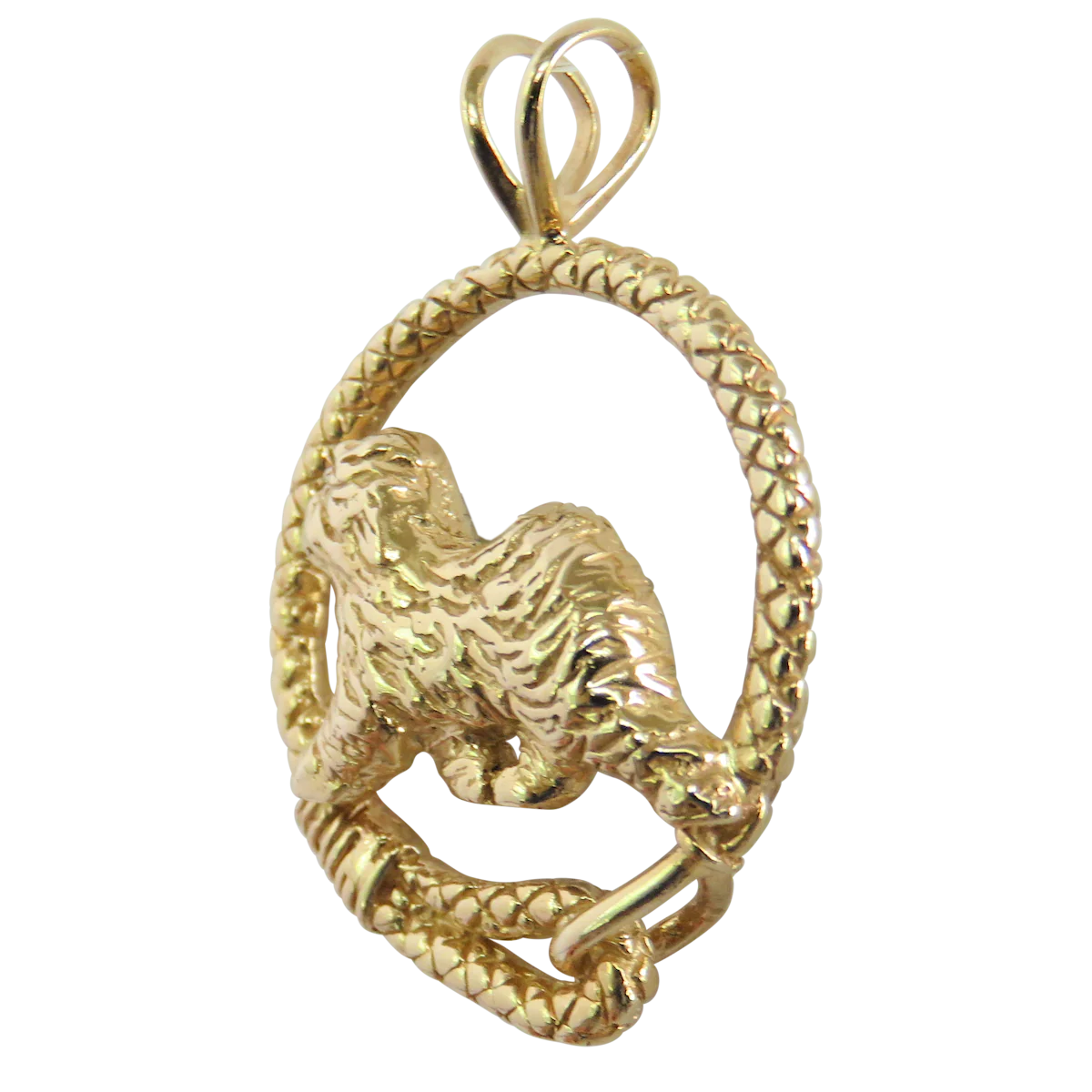 Solid 14K Gold Old English Sheepdog Leash Pendant - Image 3