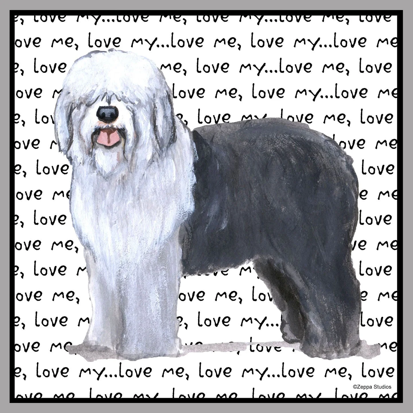 Old English Sheepdog Love Text - Women's V-Neck T-Shirt - Image 2