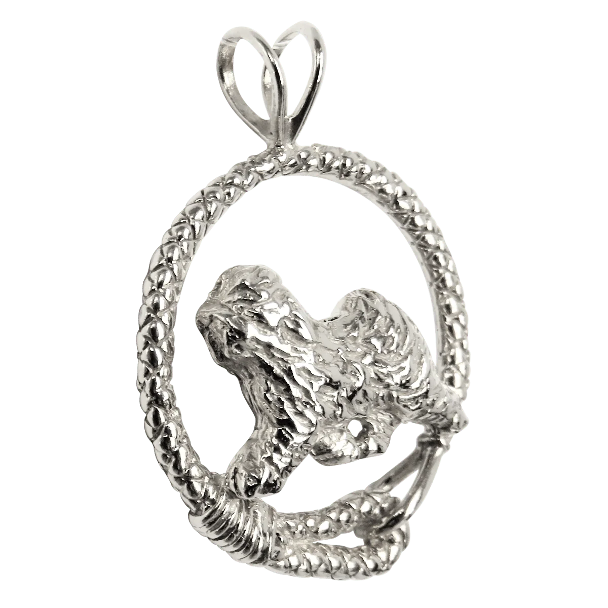 Old English Sheepdog in Solid Sterling Silver Leash Pendant - Image 2