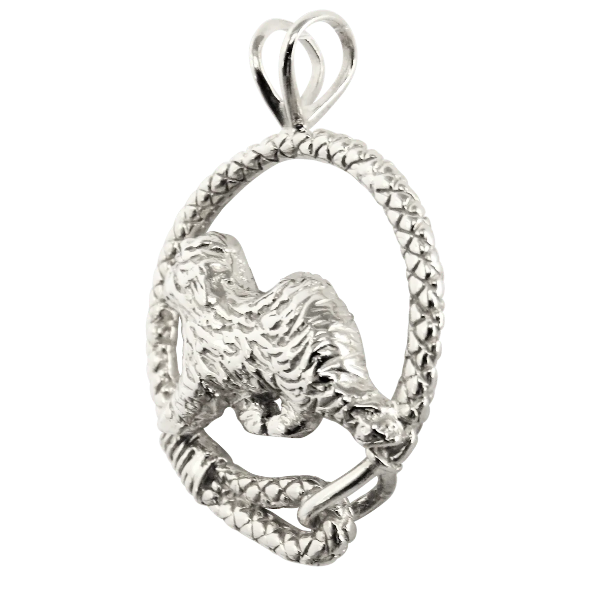 Old English Sheepdog in Solid Sterling Silver Leash Pendant - Image 3