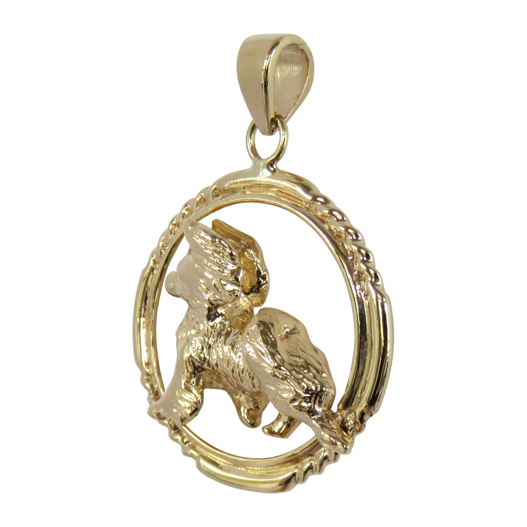 Papillon  in 14K Gold Bamboo Circle Pendant - Image 3