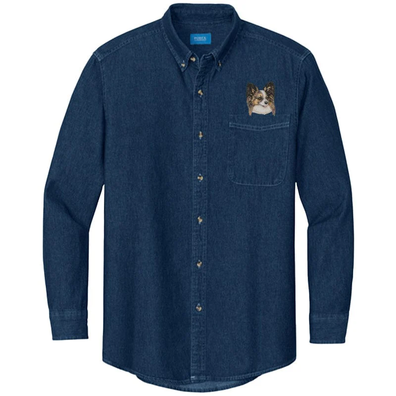 Papillon Embroidered Men's Denim Shirt - Image 3