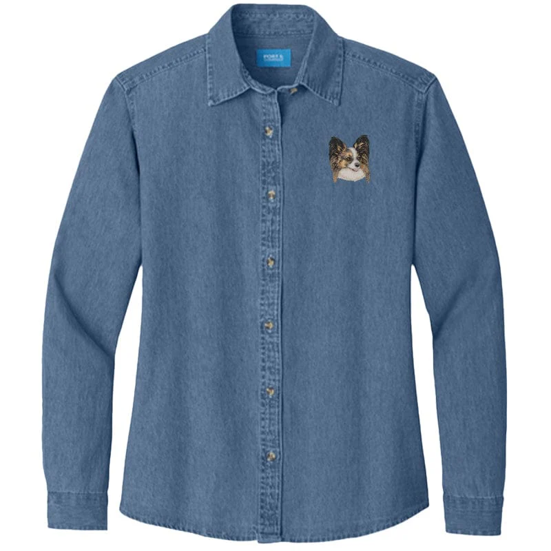Papillon Embroidered Women's Denim Shirt