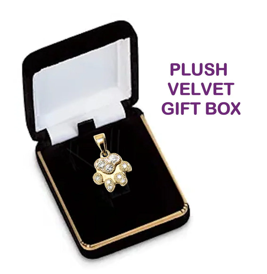 Solid 14K Gold Dog Paw Pave Pendant with Hand-Set Diamonds - Image 3