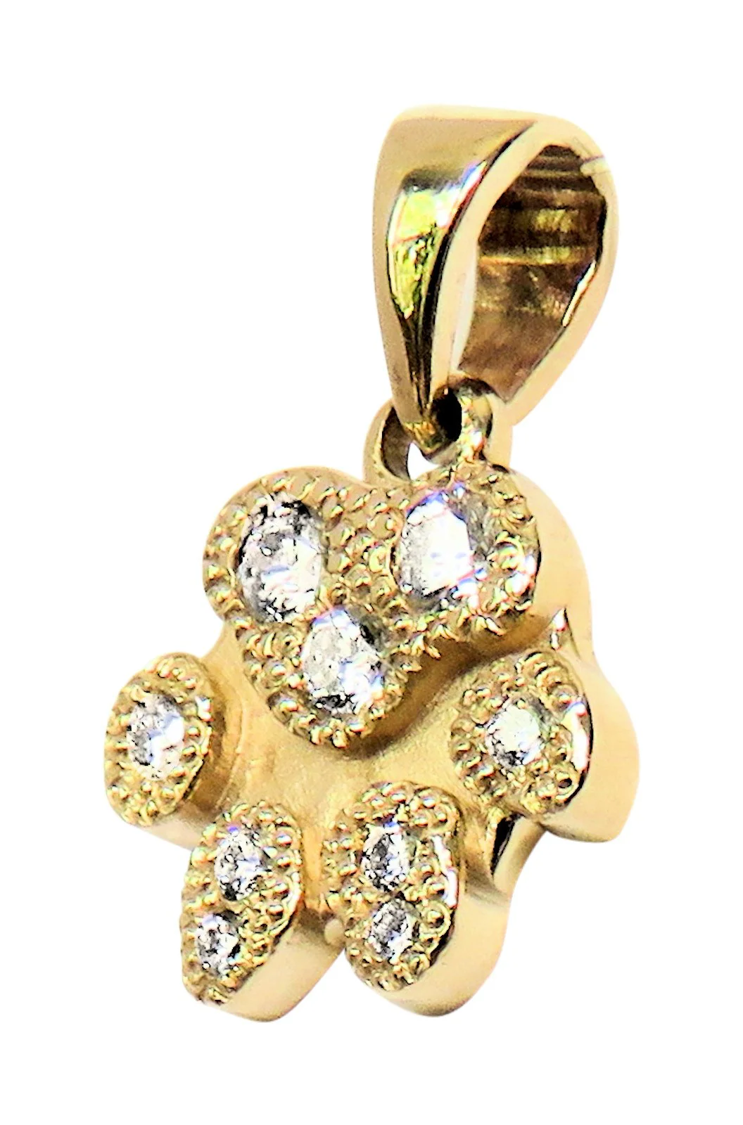 Solid 14K Gold Dog Paw Pave Pendant with Hand-Set Diamonds - Image 5