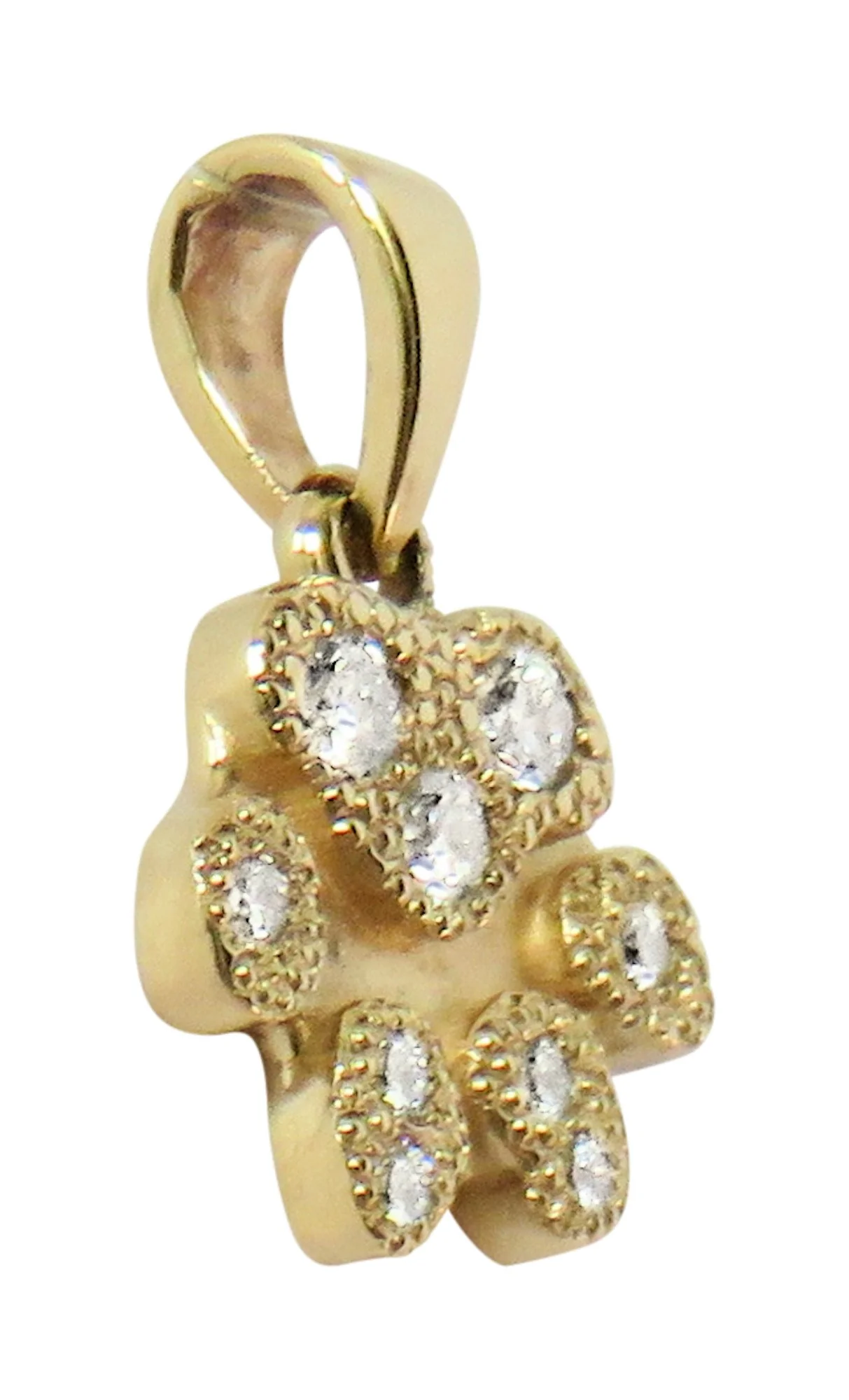 Solid 14K Gold Dog Paw Pave Pendant with Hand-Set Diamonds - Image 6