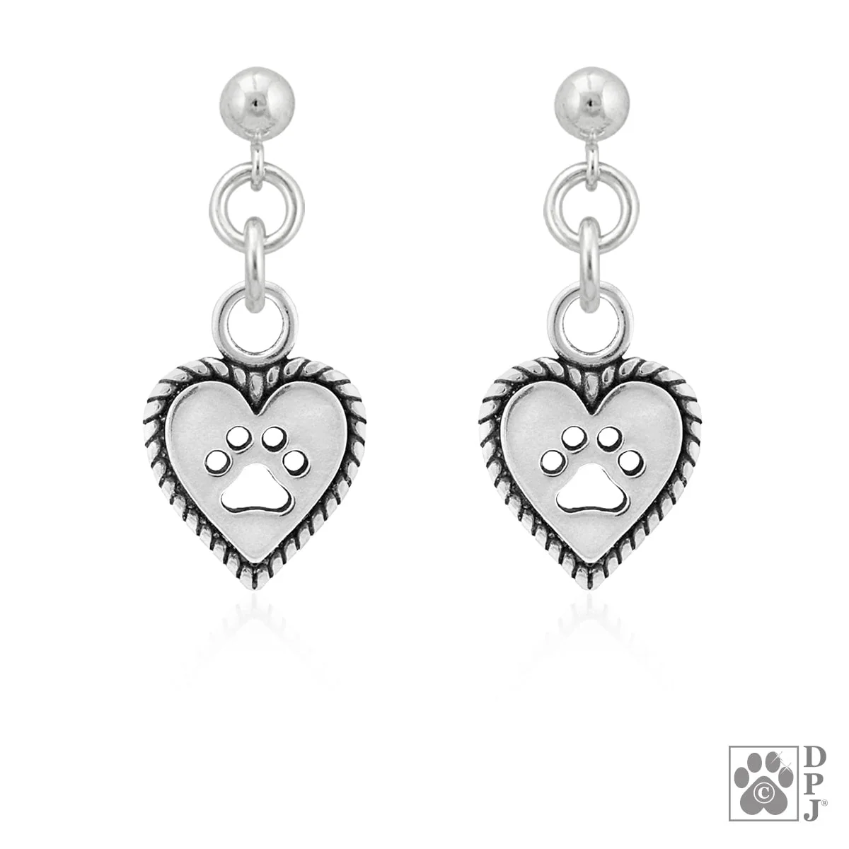 Roped Into Your Love Heart Paw and Heart Earrings - Image 2