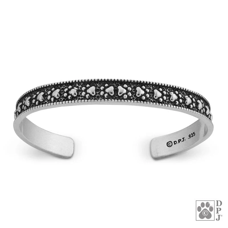 Paw Print  Sterling Silver Cuff Bracelet