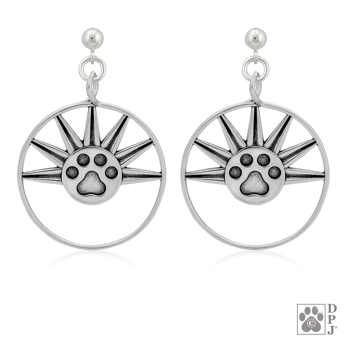 Rising Sun Paw Print Earrings - Image 2