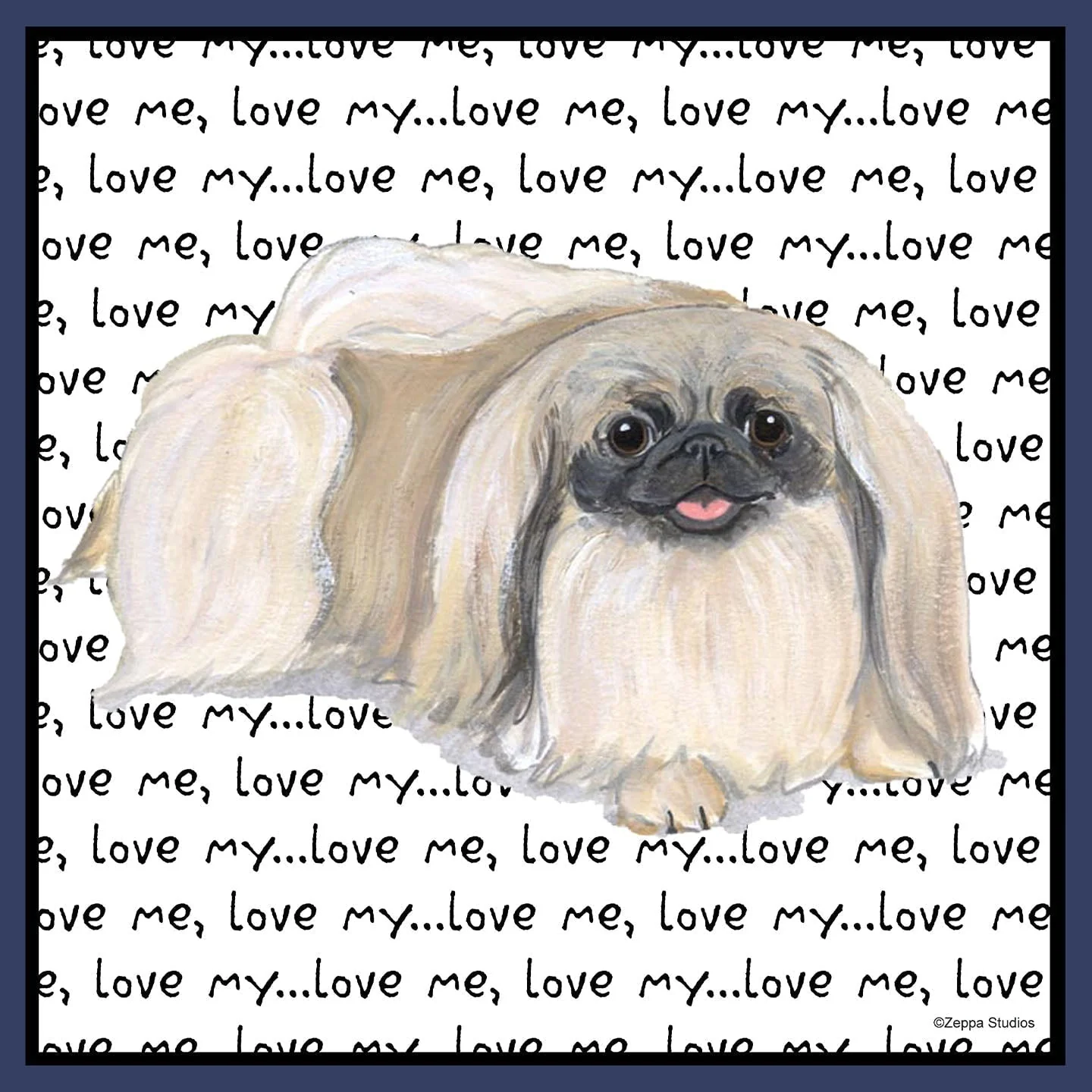 Pekingese Love Text - Adult Unisex Crewneck Sweatshirt - Image 2