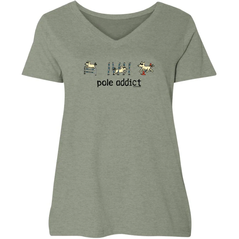 Pole Addict - Ladies Curvy V-Neck Tee