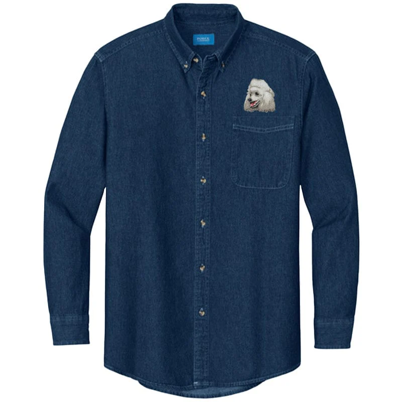 Poodle Embroidered Men's Denim Shirt - Image 3