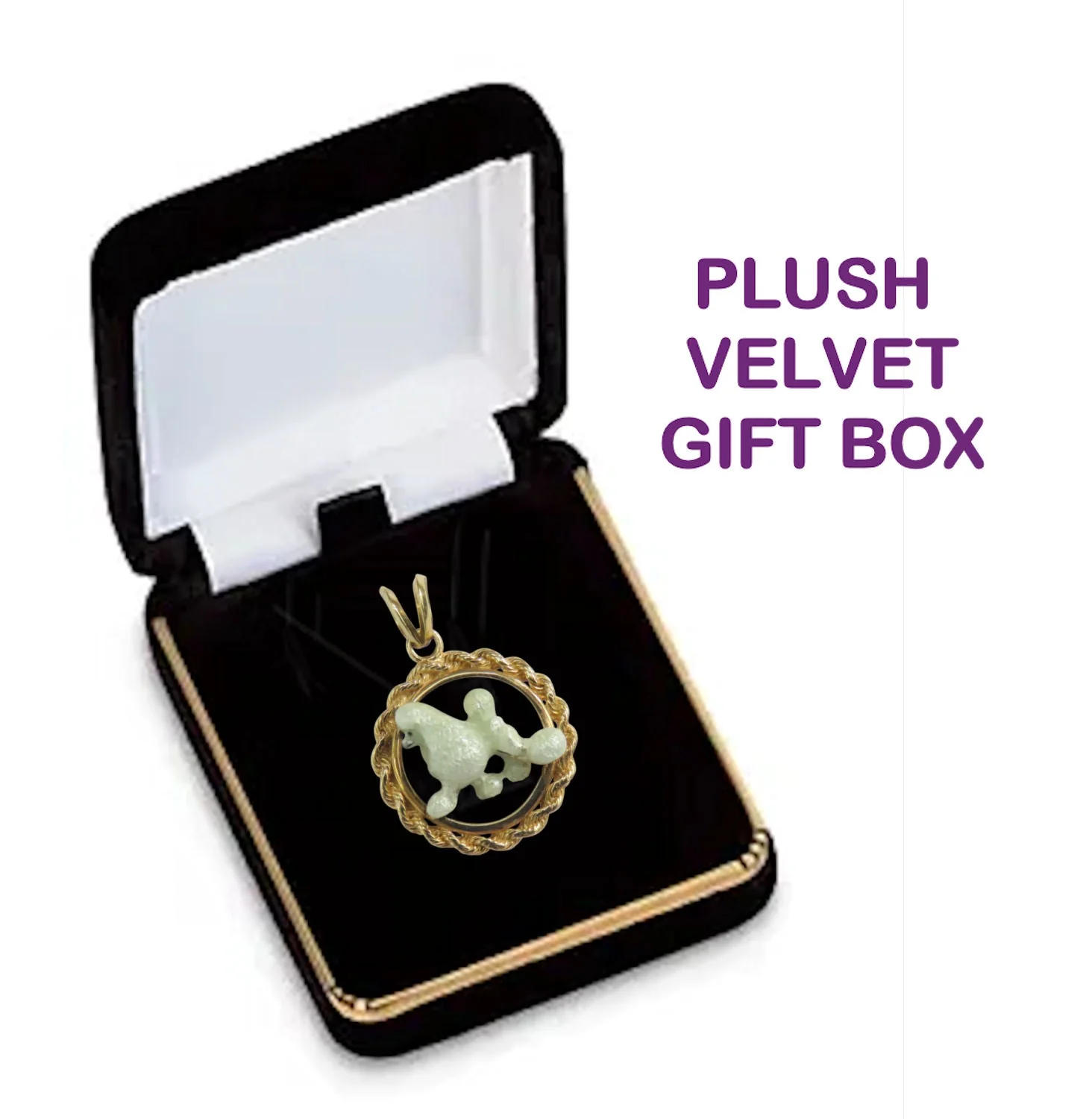 Poodle in 14K Gold Rope Circle Pendant Custom Enamel - Image 4