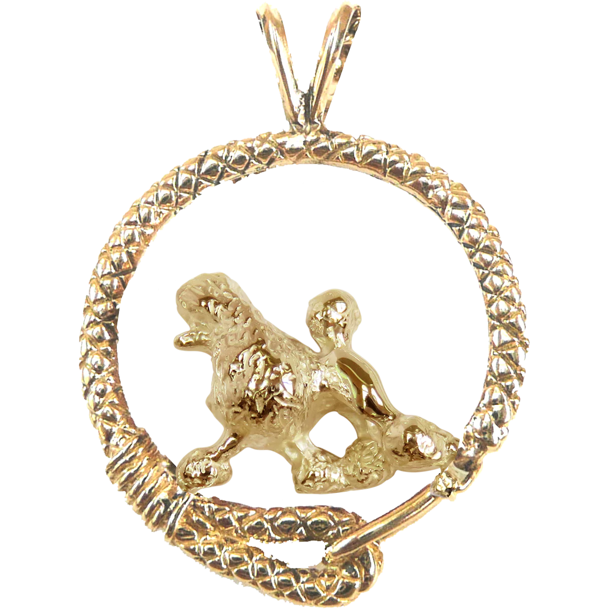 Solid 14K Gold Poodle Leash Pendant