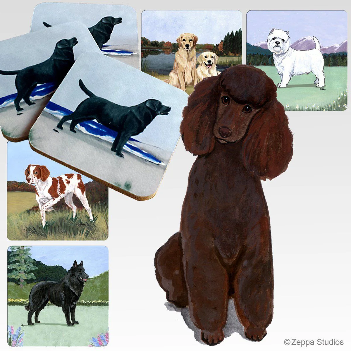 Poodle Scenic Square Coaster - Image 3