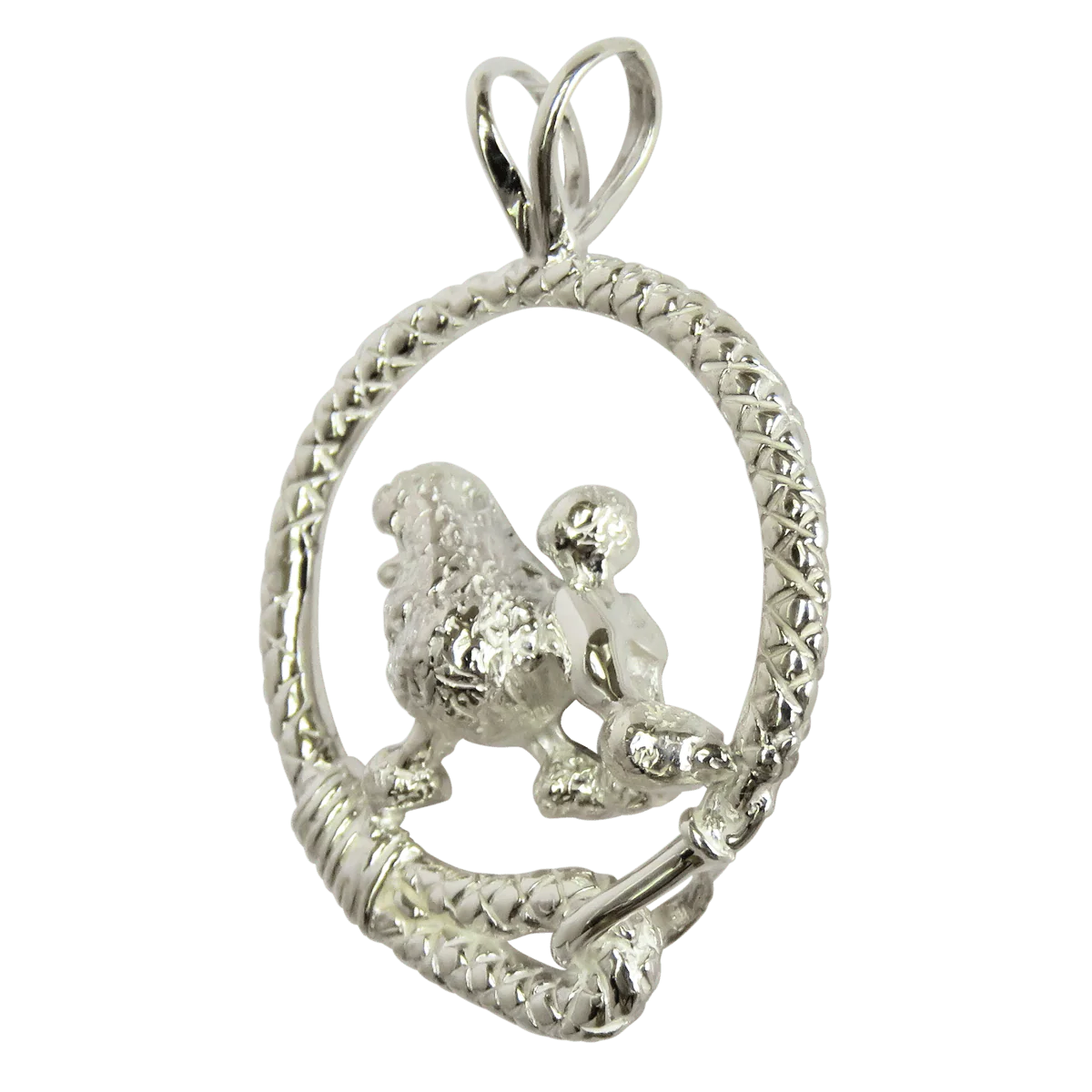 Poodle in Solid Sterling Silver Leash Pendant - Image 3