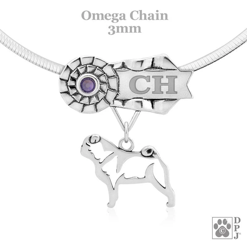 Pug, Body, Engravable Ribbon Charm Holder