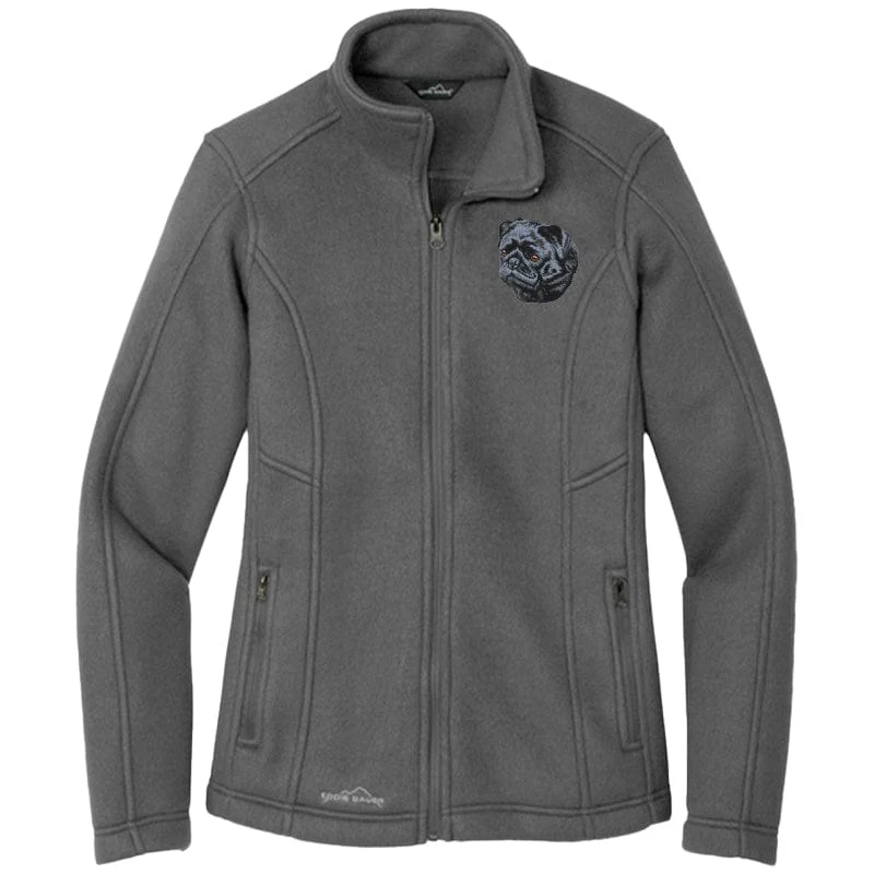 Pug Embroidered Women's Fleece Jacket