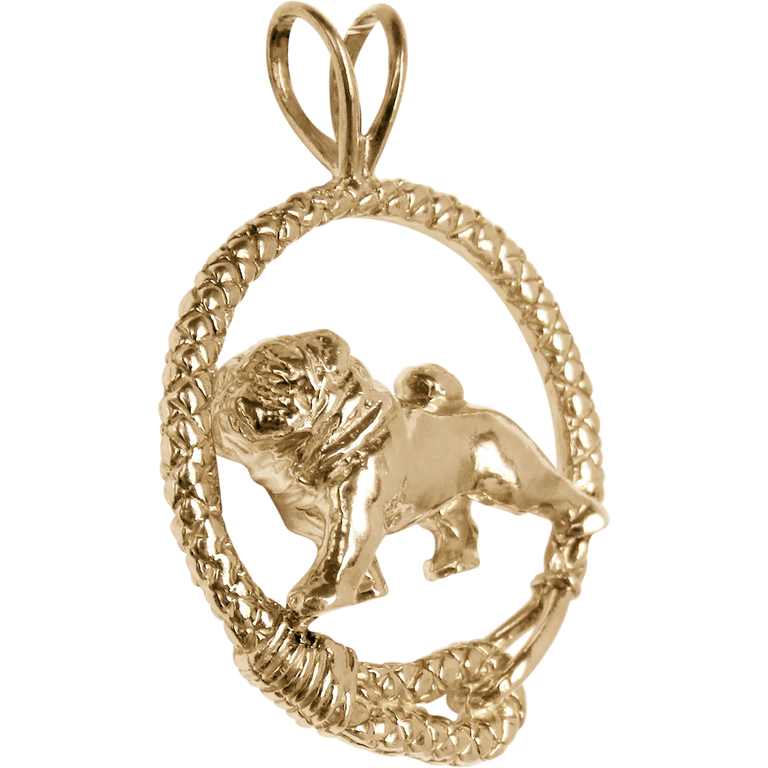 Solid 14K Gold Pug Leash Pendant - Image 2