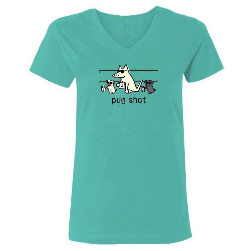 Pug Shot - Ladies T-Shirt V-Neck - Image 3