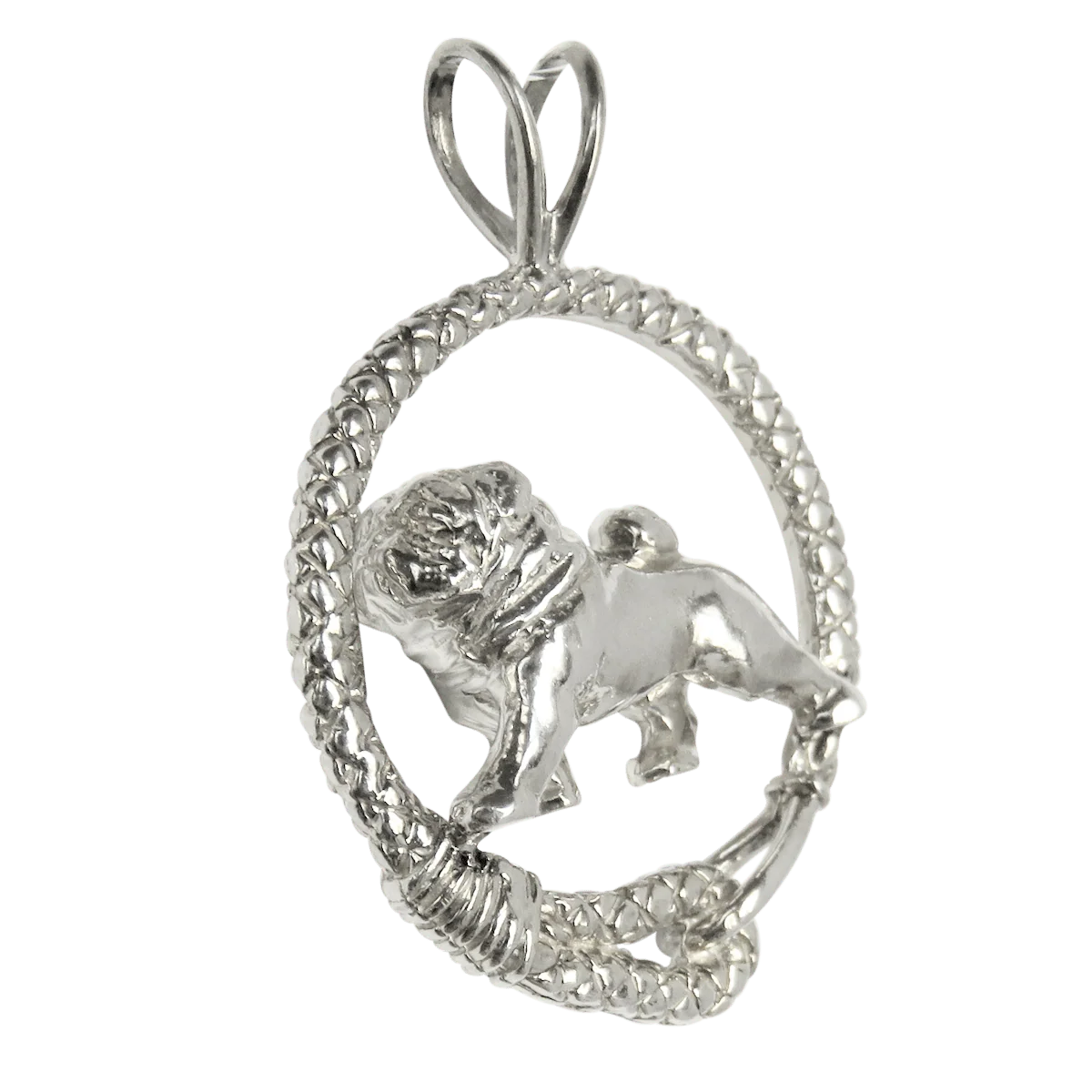Pug in Solid Sterling Silver Leash Pendant - Image 2