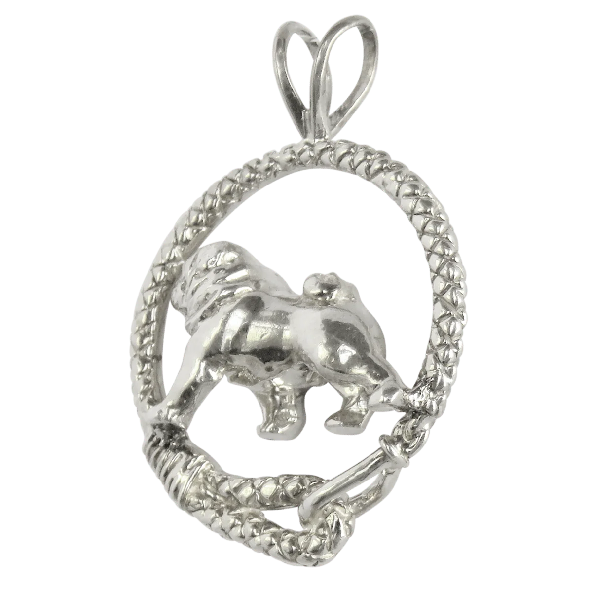 Pug in Solid Sterling Silver Leash Pendant - Image 3