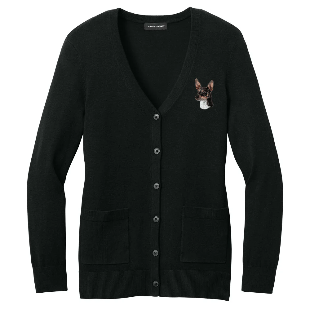 Rat Terrier Embroidered Button-Up Cardigan Sweater - Image 2
