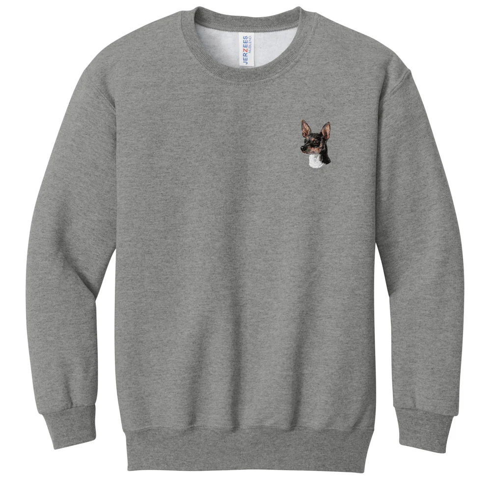 Rat Terrier Embroidered Youth Crewneck Sweatshirt